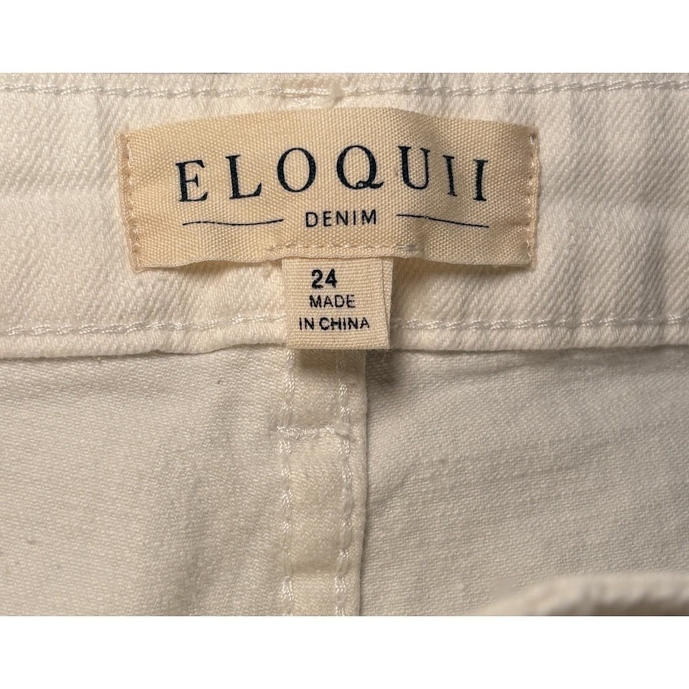 Eloquii Denim White Jeans Size 24 Plus Straight Leg Cropped Cotton Stretch - Picture 4 of 7